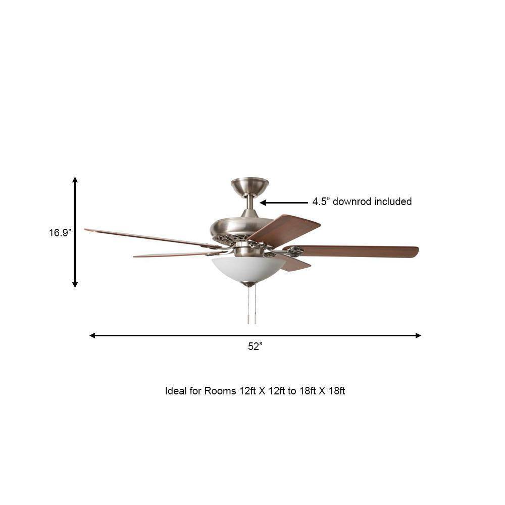 Hampton Bay Edelweiss 52 in. Indoor Brushed Nickel Ceiling Fan with Light Kit