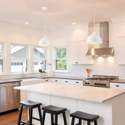 Hampton Bay Tallulah 4-Light White Pendant Hanging Dome Kitchen Pendant Lighting