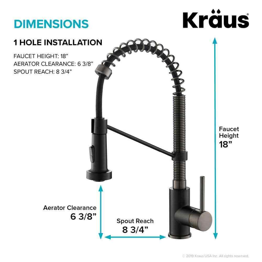 KRAUS Single Handle 18-Inch Pull Down Kitchen Faucet w/ Dual Function Spray Head