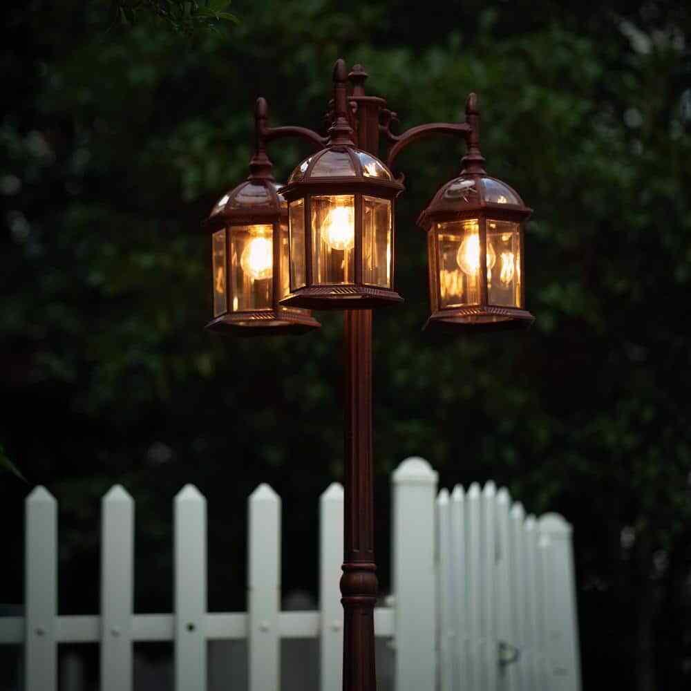 LUTEC 3-Head Rust Outdoor Post Light 7150630272