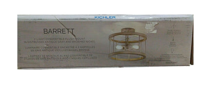 KICHLER Barrett 14 in. 2-Light Hallway Convertible Flush Mount Ceiling Light
