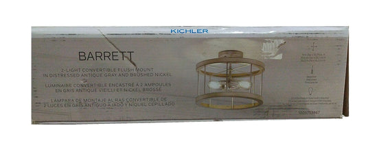 KICHLER Barrett 14 in. 2-Light Hallway Convertible Flush Mount Ceiling Light