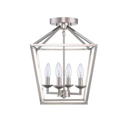 Home Decorators Weyburn 16.5 in. 4-Light Brushed Nickel Semi-Flush Ceiling Light
