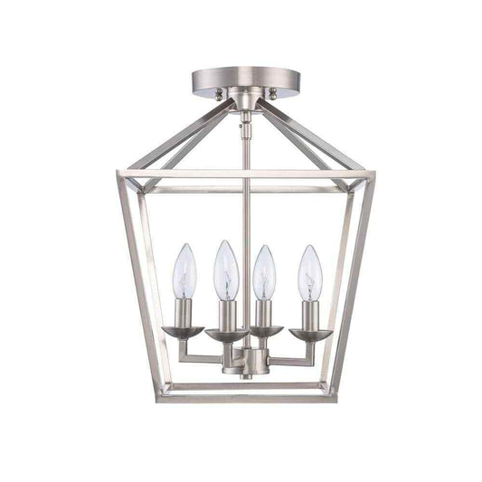 Home Decorators Weyburn 16.5 in. 4-Light Brushed Nickel Semi-Flush Ceiling Light