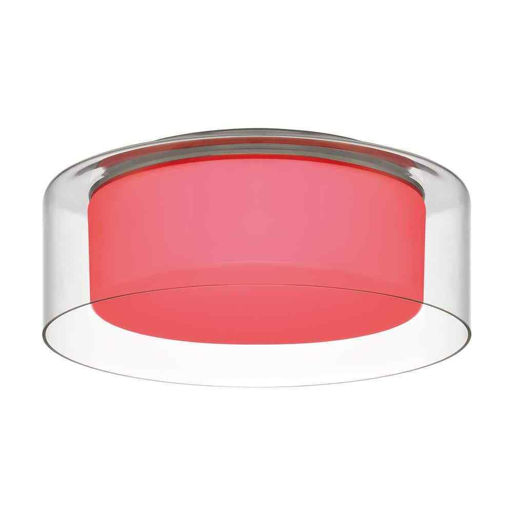 Denning 13 in. Brushed Nickel Smart Voice Controlled RGB LED Flush Mount