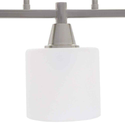 Hampton Bay Oron 3-Light Brushed Steel Island Light with White Glass Shades