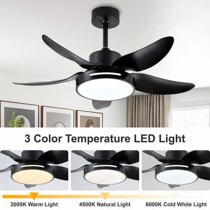 HKMGT 37.8 in. 5-Blade Smart Black Ceiling Fan w/ LED Light and Remote Control