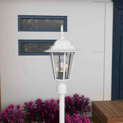 Pia Ricco 1-Light Textured White Outdoor Post Light with Clear Glass