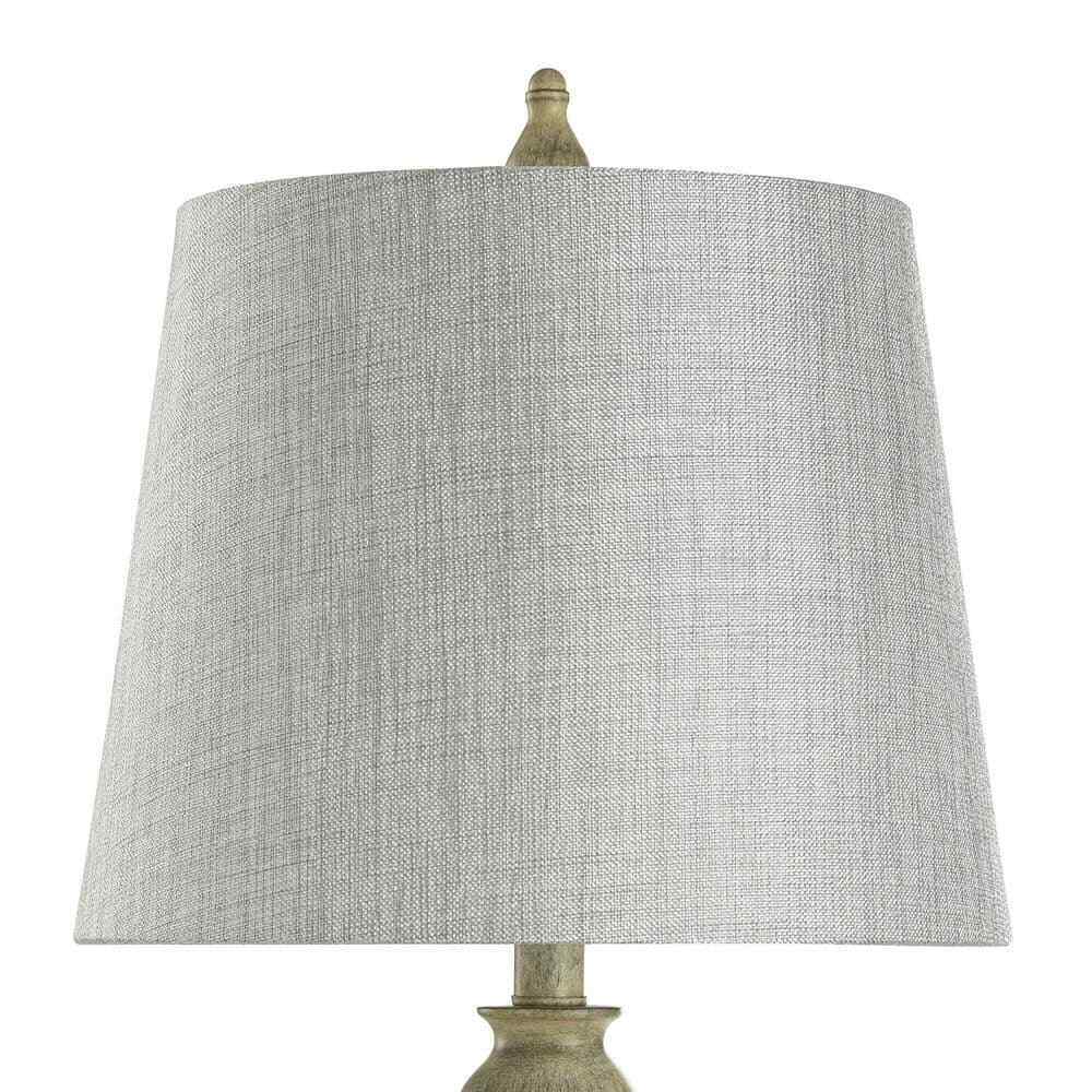 StyleCraft 25 in. Distressed Table Lamp with Gray/Cream Hardback Fabric Shade