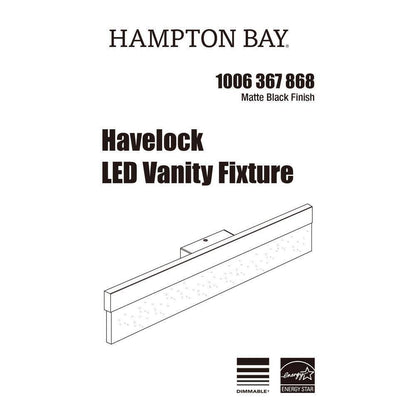 Hampton Bay Havelock 22.7 in. Black Integrated LED Bathroom Vanity Light Bar