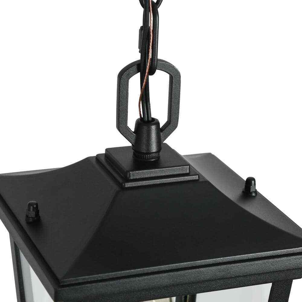 LNC Modern Black Outdoor Pendant Coastal Hanging Lantern w/ Clear Glass Shade