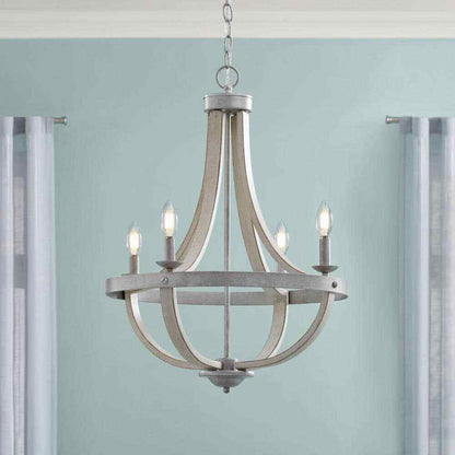 Home Decorators Keowee 21 in. 4-Light Silver Coastal Farmhouse Cage Chandelier