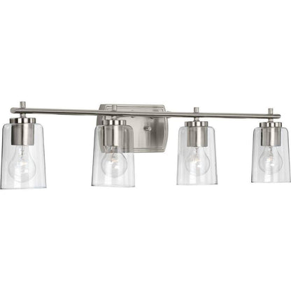 Progress Lighting Adley 4-Light Brushed Nickel Clear Glass Bathroom Vanity Light