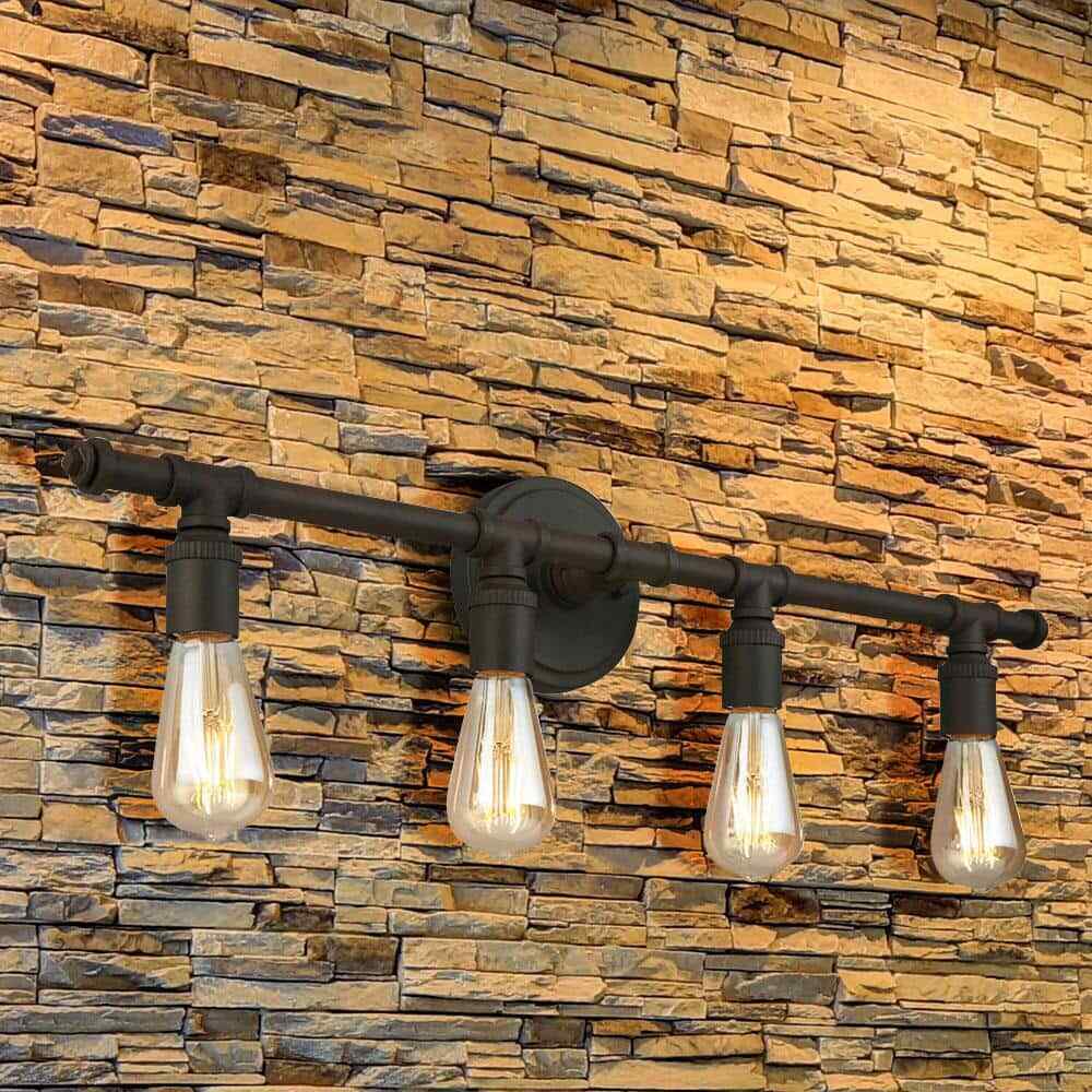 Eglo Rivertown 30 in. 4-Light Rustic Bronze Bathroom Vanity Light 203553A