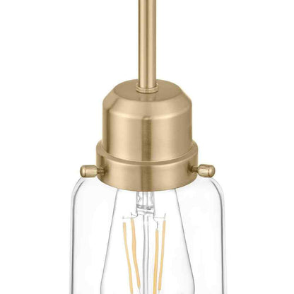 Hampton Bay Timphaven 1-Light Brass Shaded Mini-Pendant Clear Glass