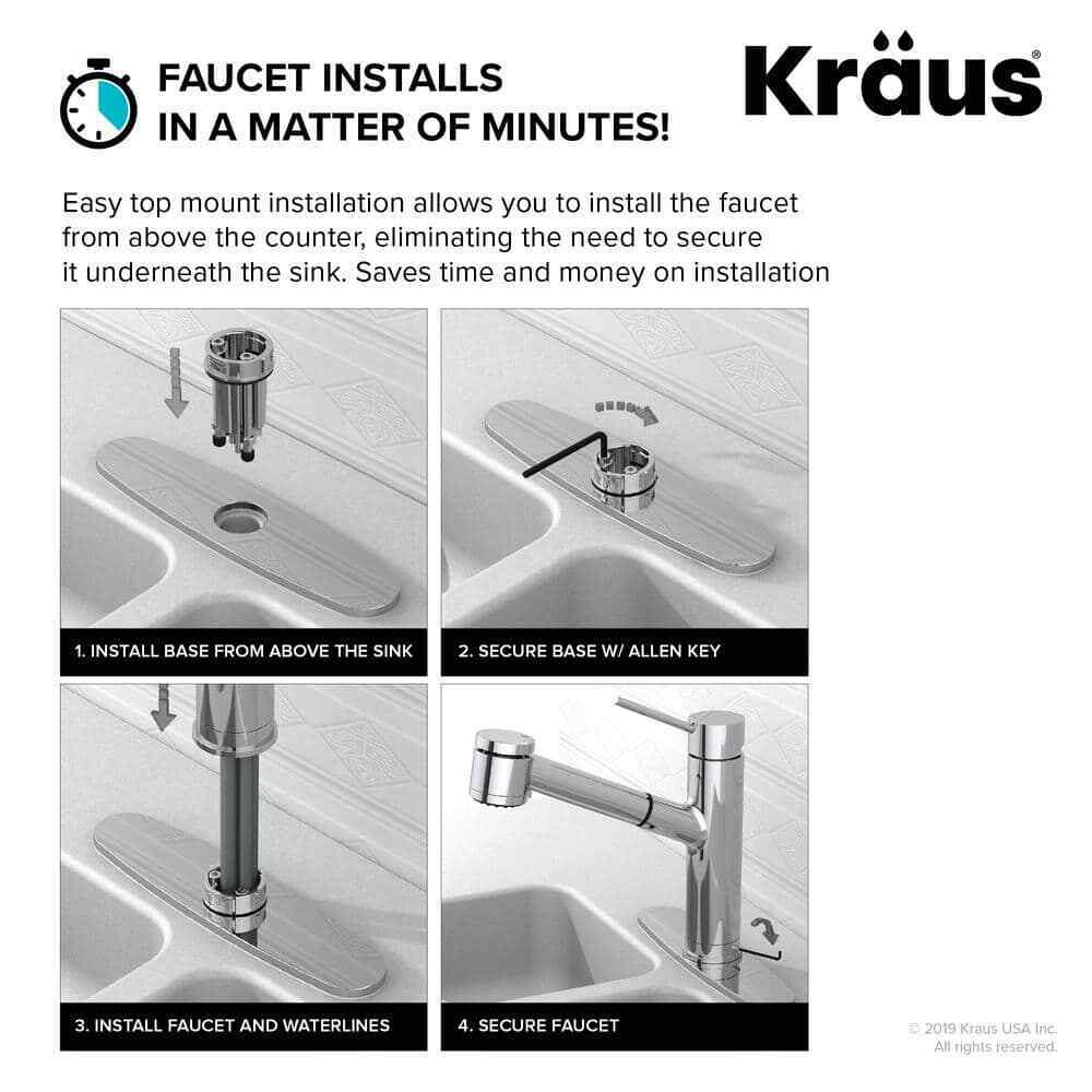 KRAUS Oletto Single-Handle Pull-Down Kitchen Faucet w/ Dual-Function Sprayer