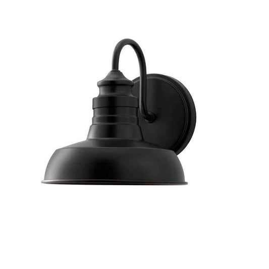 Hampton Bay Elmcroft 7.63 in. 1-Light Matte Black Wall Mount Light w/Metal Shade