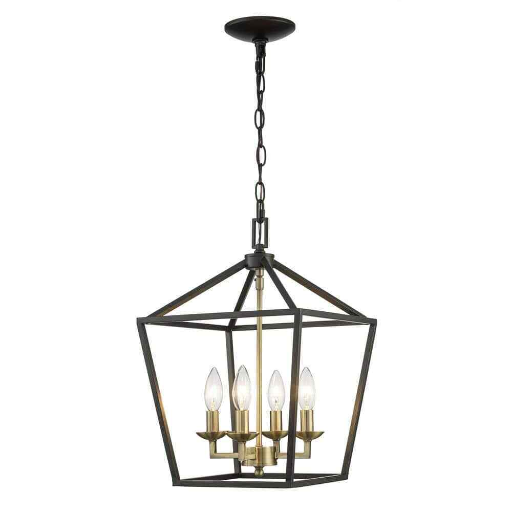 Home Decorators Weyburn 4-Light Black and Gold Farmhouse Chandelier
