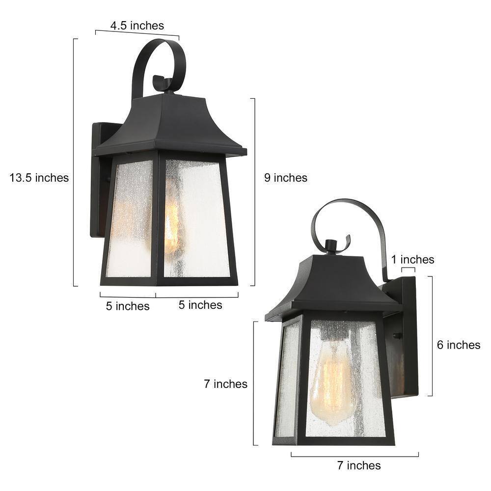 Uolfin Black Farmhouse Outdoor Wall Lantern Sconce Industrial Porch Wall Light