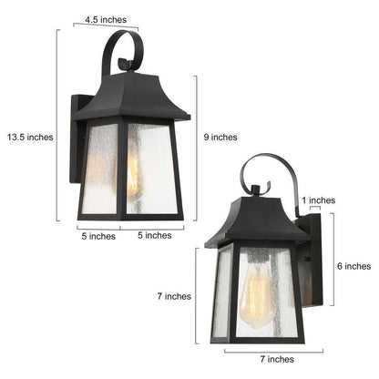 Uolfin Black Farmhouse Outdoor Wall Lantern Sconce Industrial Porch Wall Light