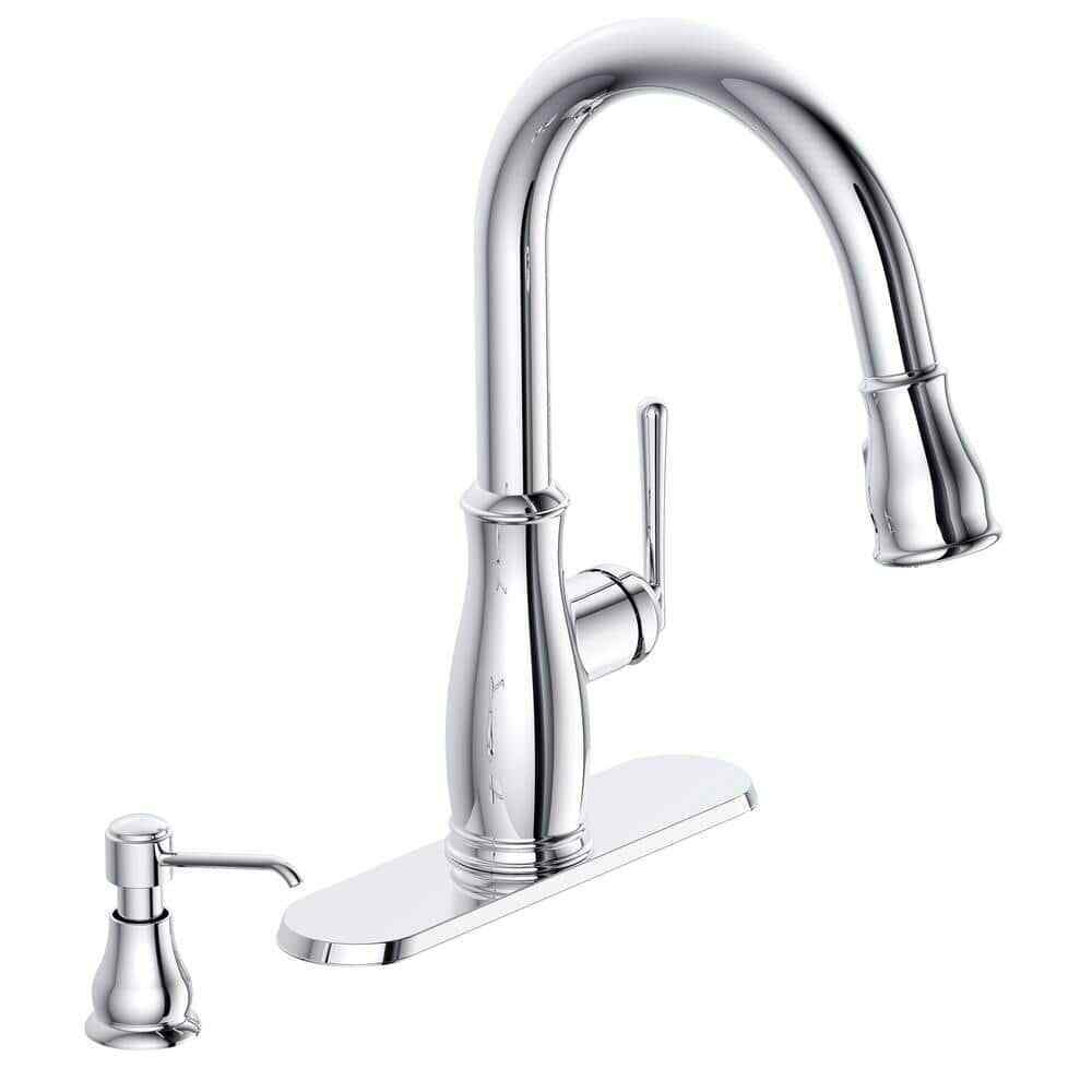 Glacier Bay Kagan Pull Down Sprayer Kitchen Faucet w/ Soap Dispenser in Chrome
