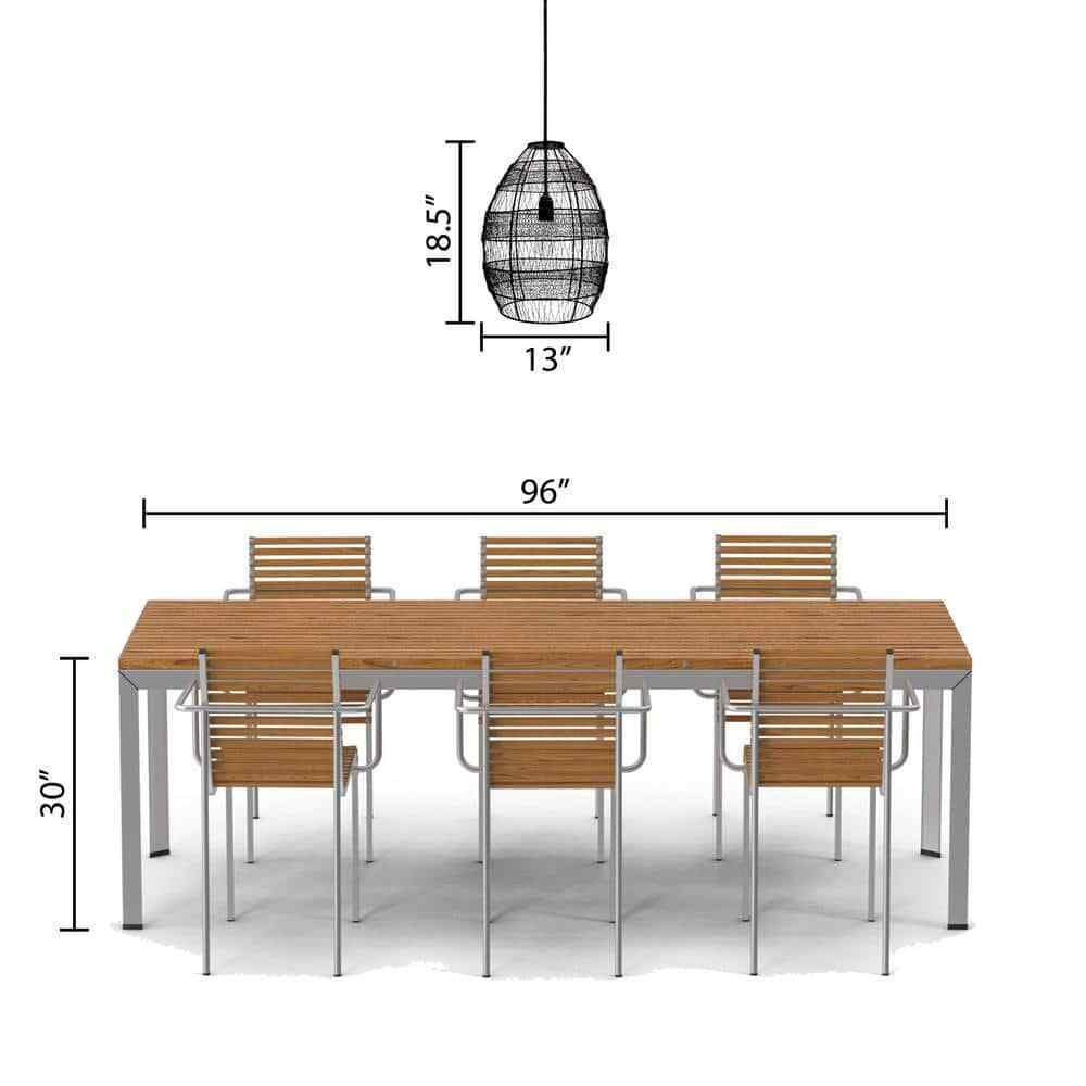 River of Goods 1-Light Black Pendant with Oversized Woven Shade