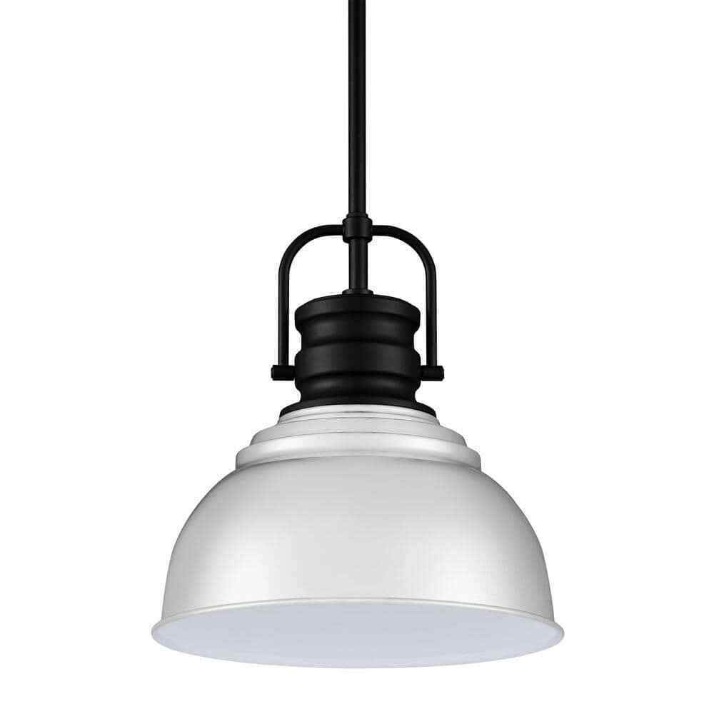 Home Decorators Shelston 10 in. Chrome and Black Farmhouse Pendant Light Fixture