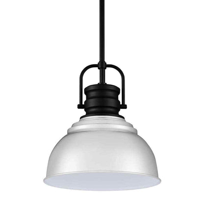Home Decorators Shelston 10 in. Chrome and Black Farmhouse Pendant Light Fixture