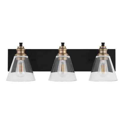 Hampton Bay Manor 24 in. 3-Light Matte Black Industrial Bathroom Vanity Light