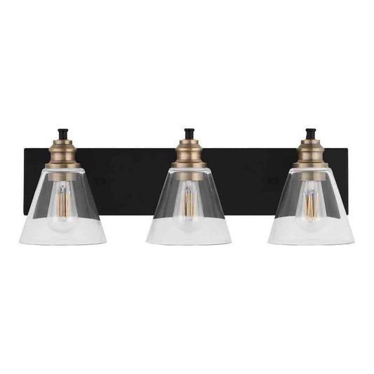Hampton Bay Manor 24 in. 3-Light Matte Black Industrial Bathroom Vanity Light