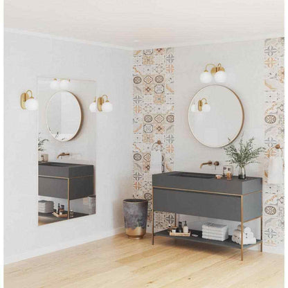 Progress Lighting Carisa 2Light Vintage Gold Opal Glass Mid-Century Vanity Light