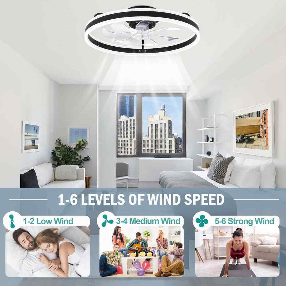 Oaks Aura 20in. LED Indoor Black Bladeless Low Profile Ceiling Fan