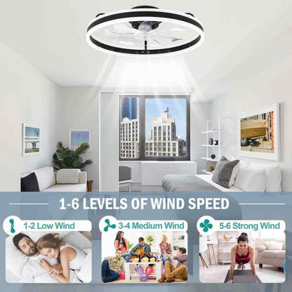 Oaks Aura 20in. LED Indoor Black Bladeless Low Profile Ceiling Fan