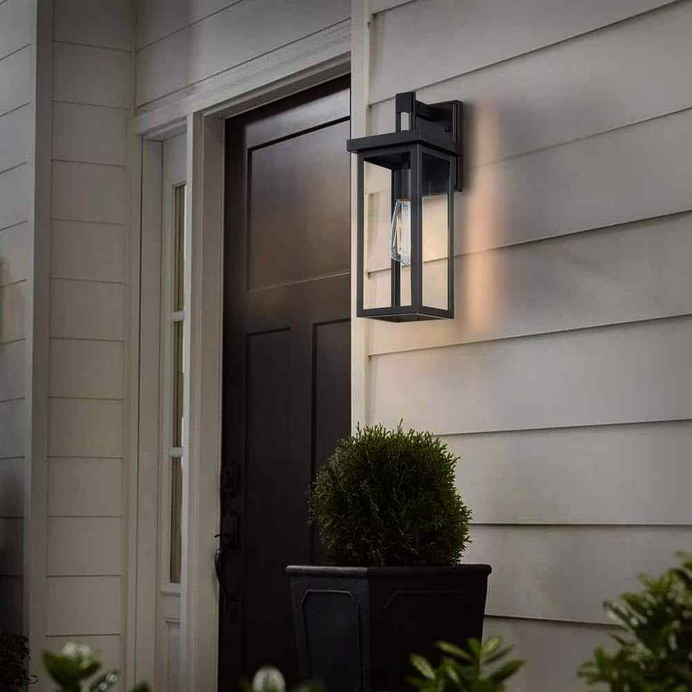 Hukoro 1-Light Matte Black Hardwired Outdoor Wall Lantern Sconce
