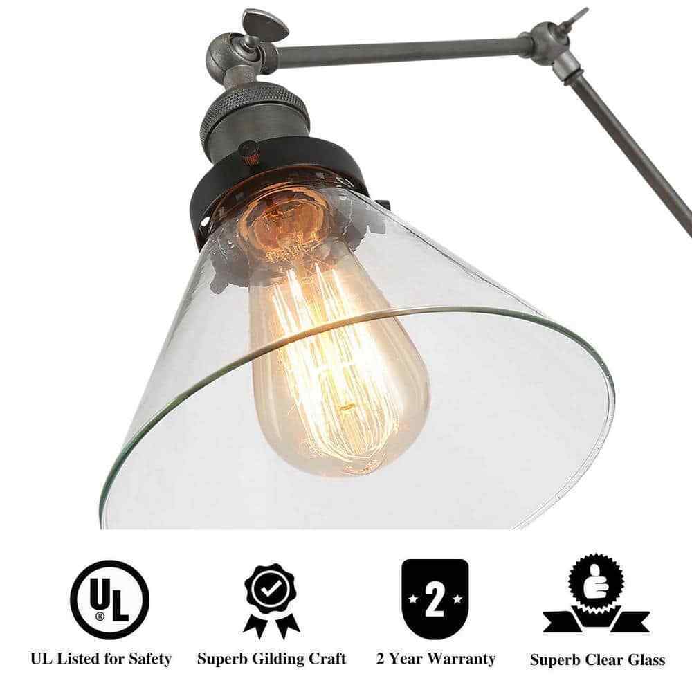LNC Black Plug-In or Hardwire Modern Industrial Swing Arm Wall Light Sconce