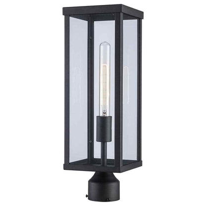 Bel Air Lighting Oxford Black Outdoor Lamp Post Light Fixture with Clear Glass