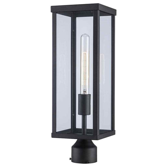Bel Air Lighting Oxford Black Outdoor Lamp Post Light Fixture with Clear Glass
