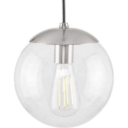 Progress Lighting Atwell 1-Light Brushed Nickel Small Pendant Hanging Light
