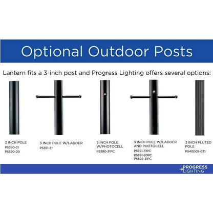 Progress Lighting 3-Light Textured Black Ramsey Steel Hardwired Post Light