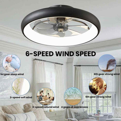 ANTOINE 20 in. Integrated LED Indoor Black Flush Mount Dimmable Ceiling Fan