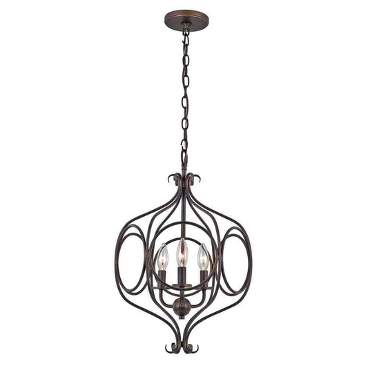 Bel Air Lighting 3-Light Rubbed Oil Bronze Pendant with Metal Shade