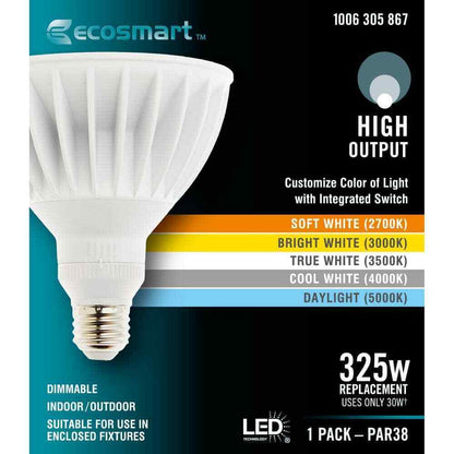 EcoSmart Equivalent PAR38 Dimmable Flood LED Light Bulb Selectable Color