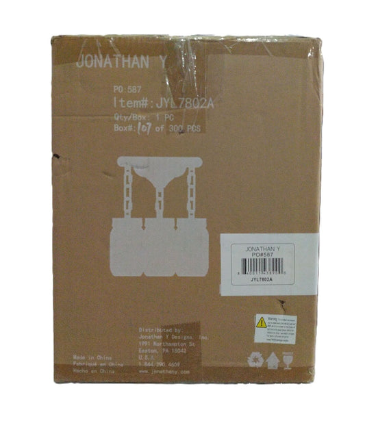 JONATHAN Y 11 in. 3-Light Iron Mason Jar LED Semi Flush Mount Oil Rubbed Bronze