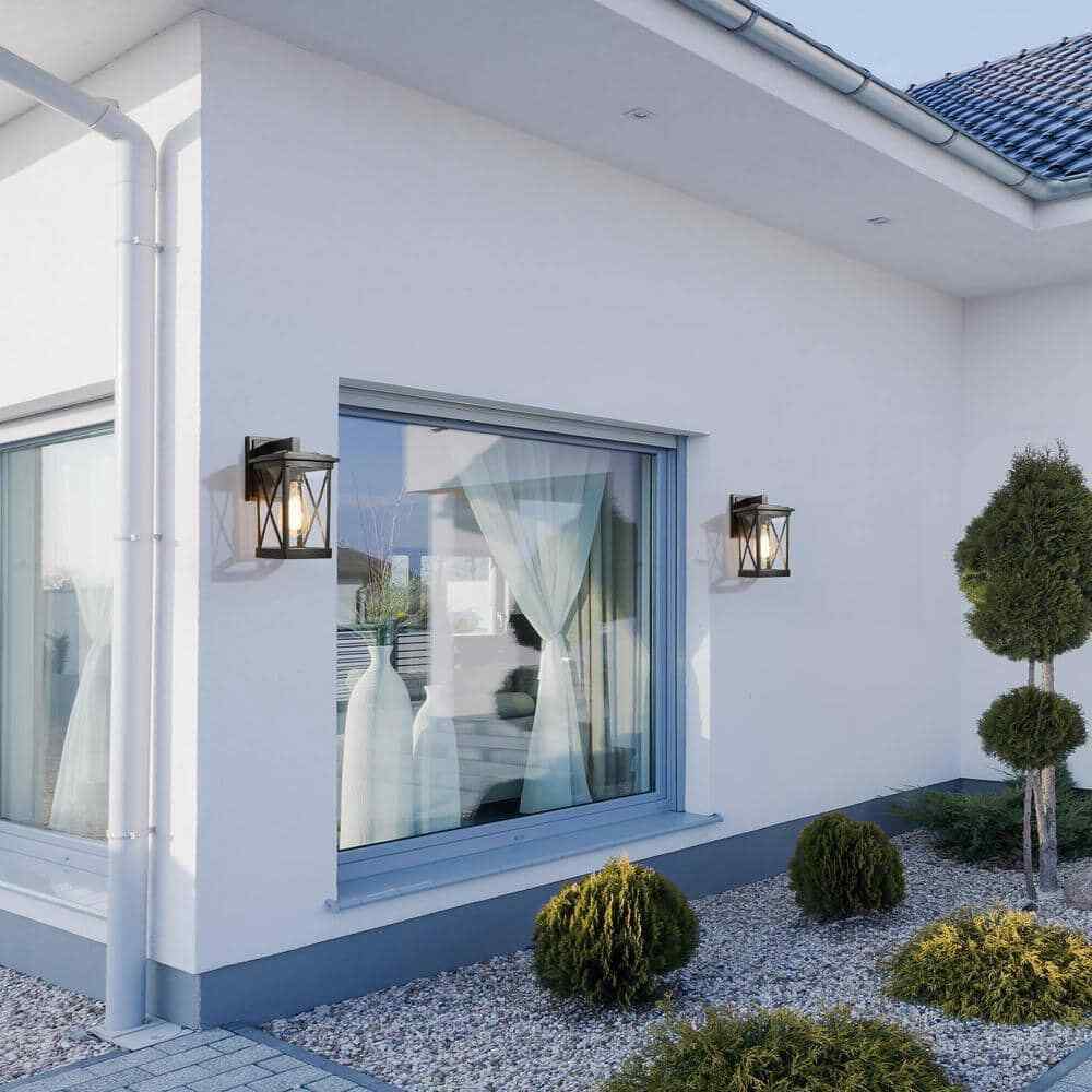 LNC Modern Black Outdoor Wall lantern Sconce 1-Light Hardwired Light Fixture