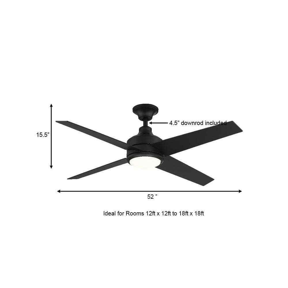 Home Decorators Mercer 52 in. LED Indoor Black Ceiling Fan w/ Light and Remote