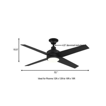Home Decorators Mercer 52 in. LED Indoor Black Ceiling Fan w/ Light and Remote