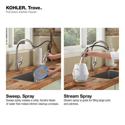KOHLER Trove Single-Handle Pull Down Sprayer Kitchen Faucet in Vibrant Stainless