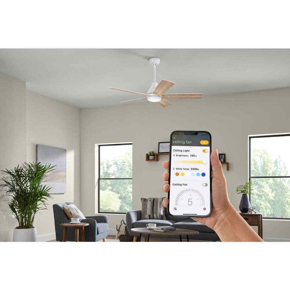 Hampton Bay Nevali 52 in. LED Indoor Smart Hubspace Ceiling Fan Light and Remote