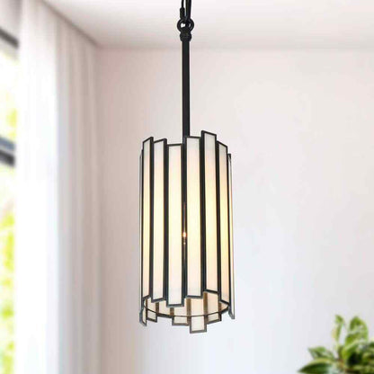 LNC 1-Light Painted Black Island Chandelier Drum Mini Pendant Ceiling Light