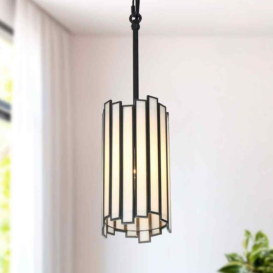 LNC 1-Light Painted Black Island Chandelier Drum Mini Pendant Ceiling Light